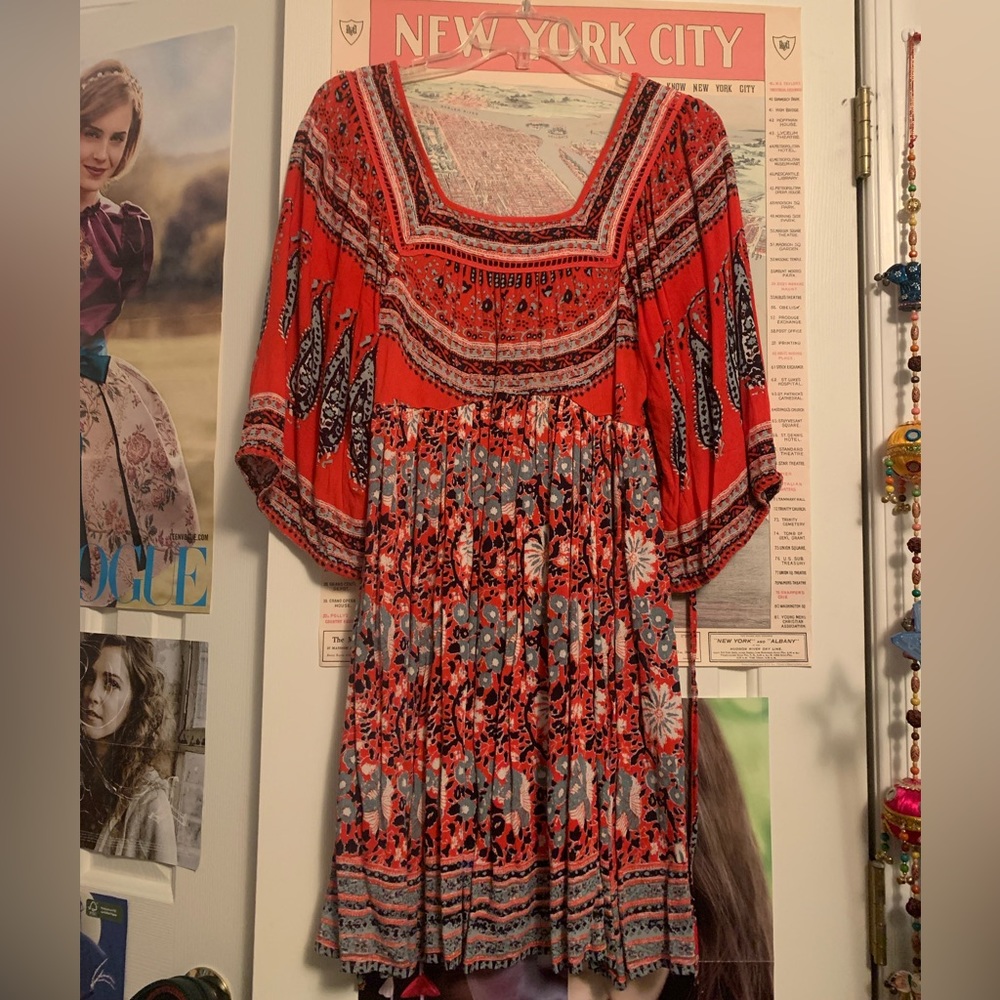Free People Midsummers Dream Mini-Dress in Red (S)